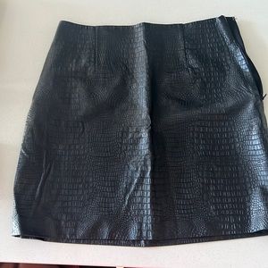 Black Faux Leather Snakeskin Mini Skirt